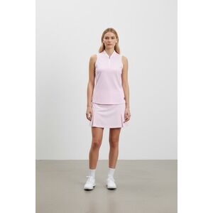 Adidas Womens Golf Sleeveless Polo Shirt Pink Quarter Zip Size Medium